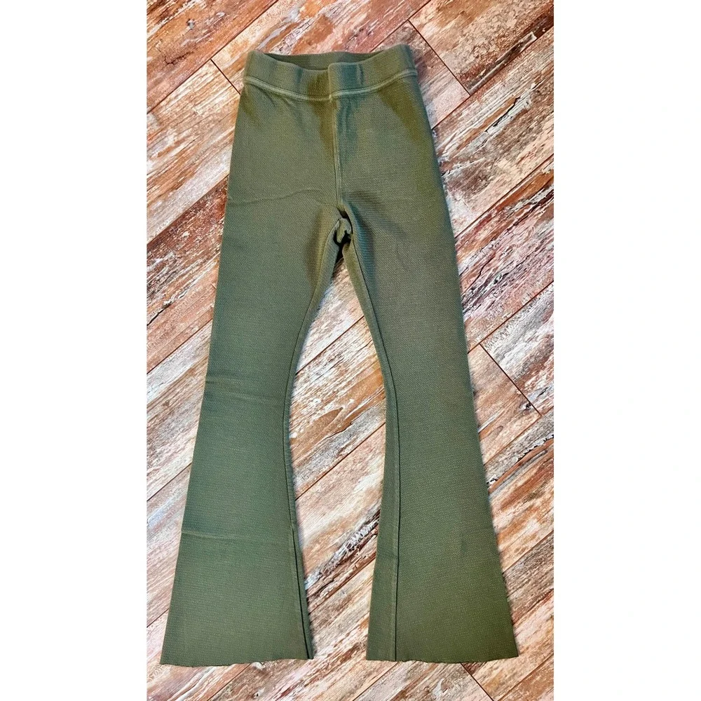 OFFLINE by Aerie Ribbed Flare Leggings and Corset Crop Top Set Olive Green Small